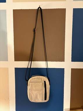 Urban Outfitters Cream Corduroy Mini Messenger Crossbody Bag